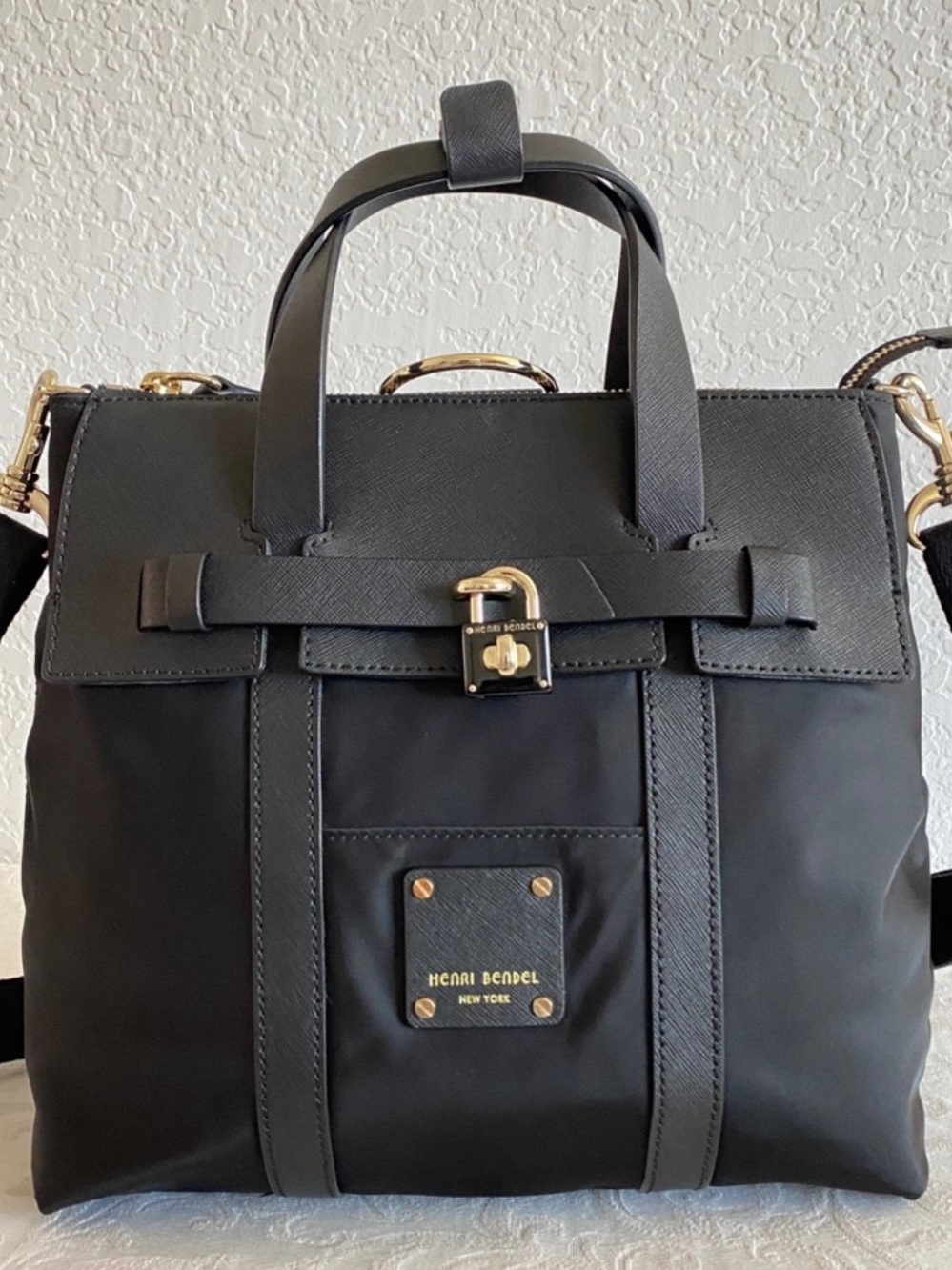 Henri Bendel black nylon backpack